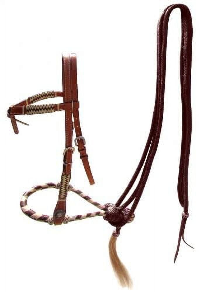 Showman® Leather  Black/teal bosal headstall with southwest design beaded main image 0