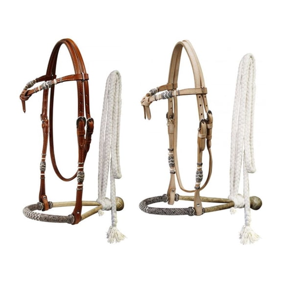 Showman Leather Futurity Knot Rawhide Core Show Bosal w/ Mecate Reins