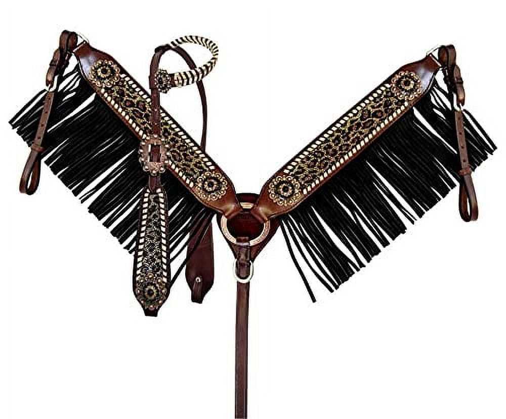 Showman ® Embossed leather headstall and breast collar set. main image 1