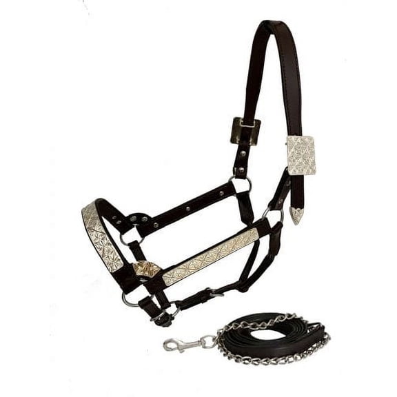Showman Leather Show Halter w/ Floral Engraved Silver Accents