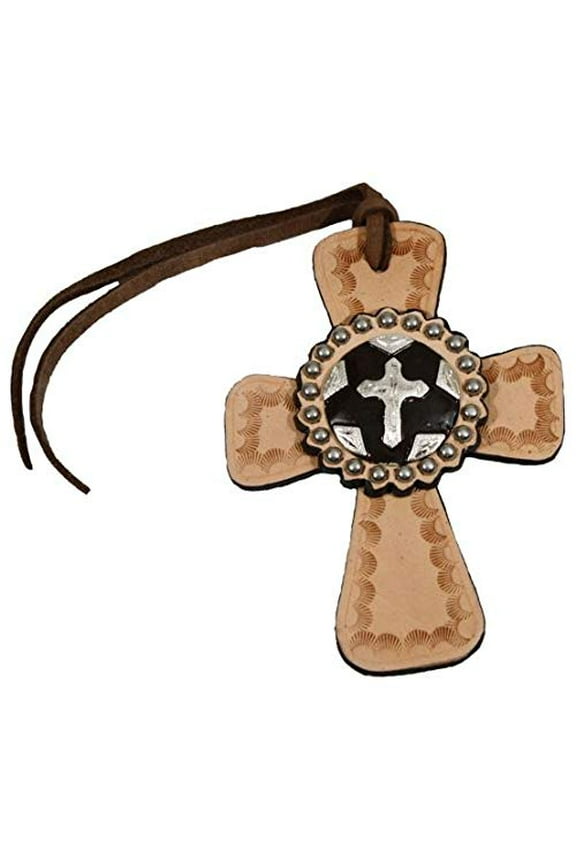 Leather Tie-On Cross w/ Silver Cross Concho