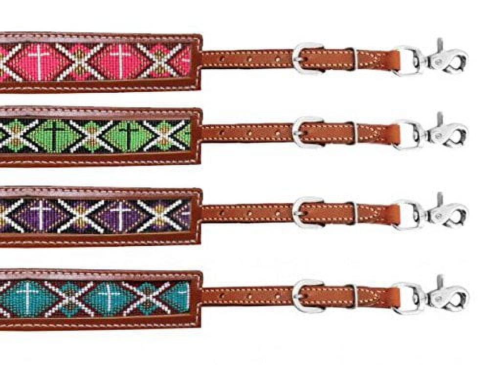 New! Showman Silver hand painted cross wither strap