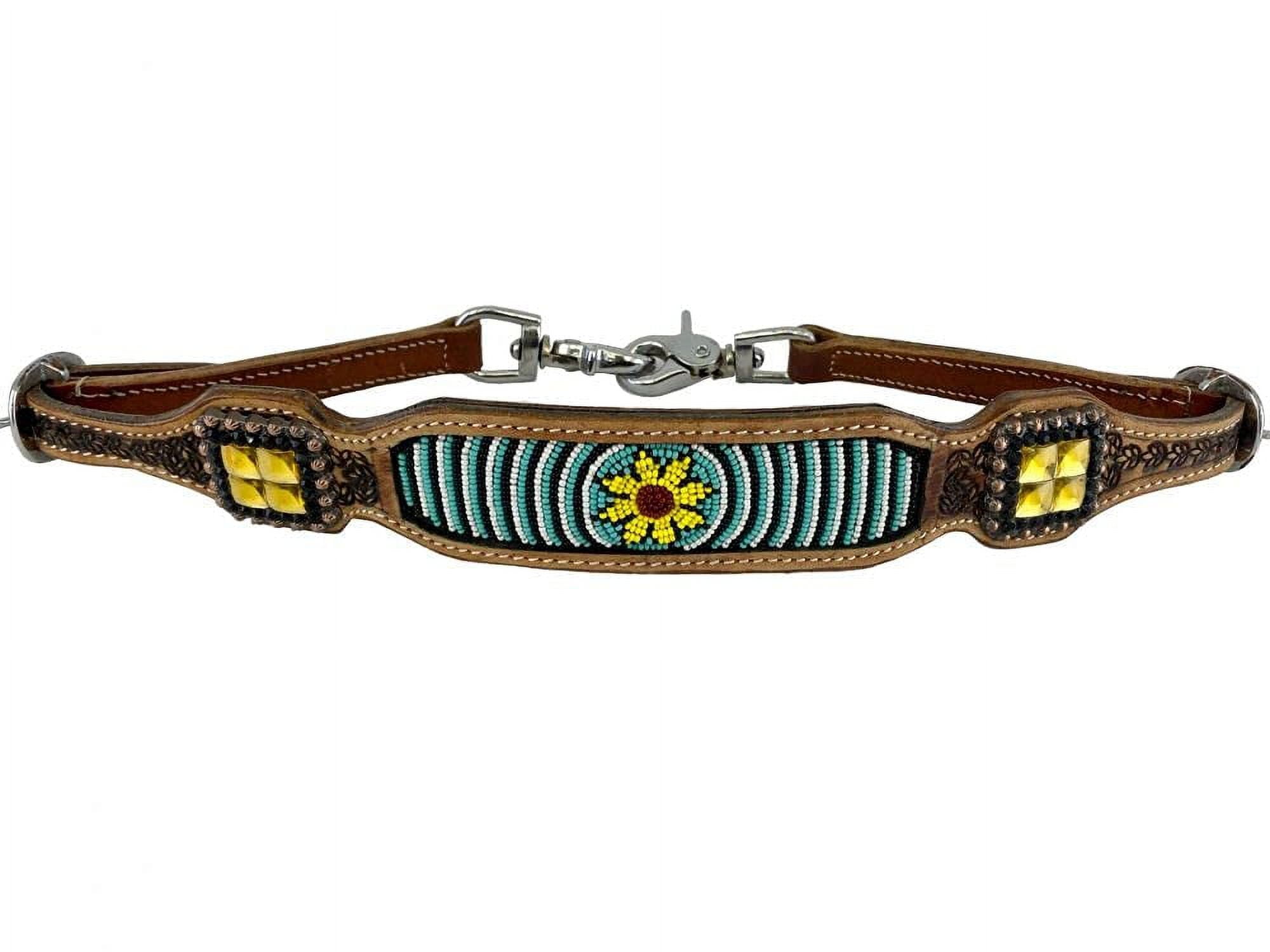 Showman Leather Wither Strap w/ Beaded Inlay Sunflower Design