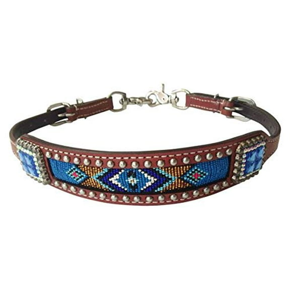 Showman Leather Wither Strap w/ Blue Beaded Southwest Design