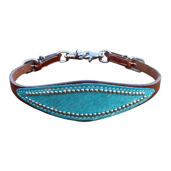 Showman Leather Wither Strap w/ Teal Acid Wash Cowhide Inlay