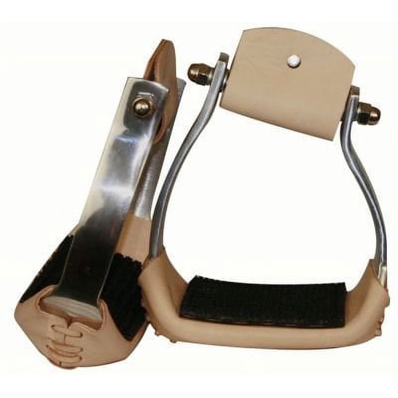 Showman Lightweight Angled Aluminum Stirrups w/ Wide Leather/Rubber Grip Tread
