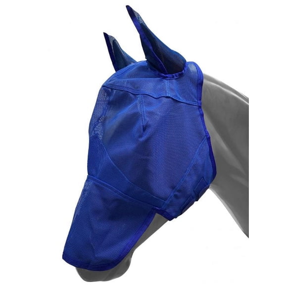 Showman Long Nose Mesh Rip Resistant Fly Mask w/ Ears (Blue, Average Horse)