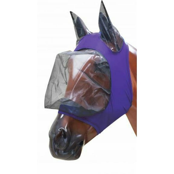 Showman Lycra Zipper Fly Mask w/ Ears (Purple, Large)