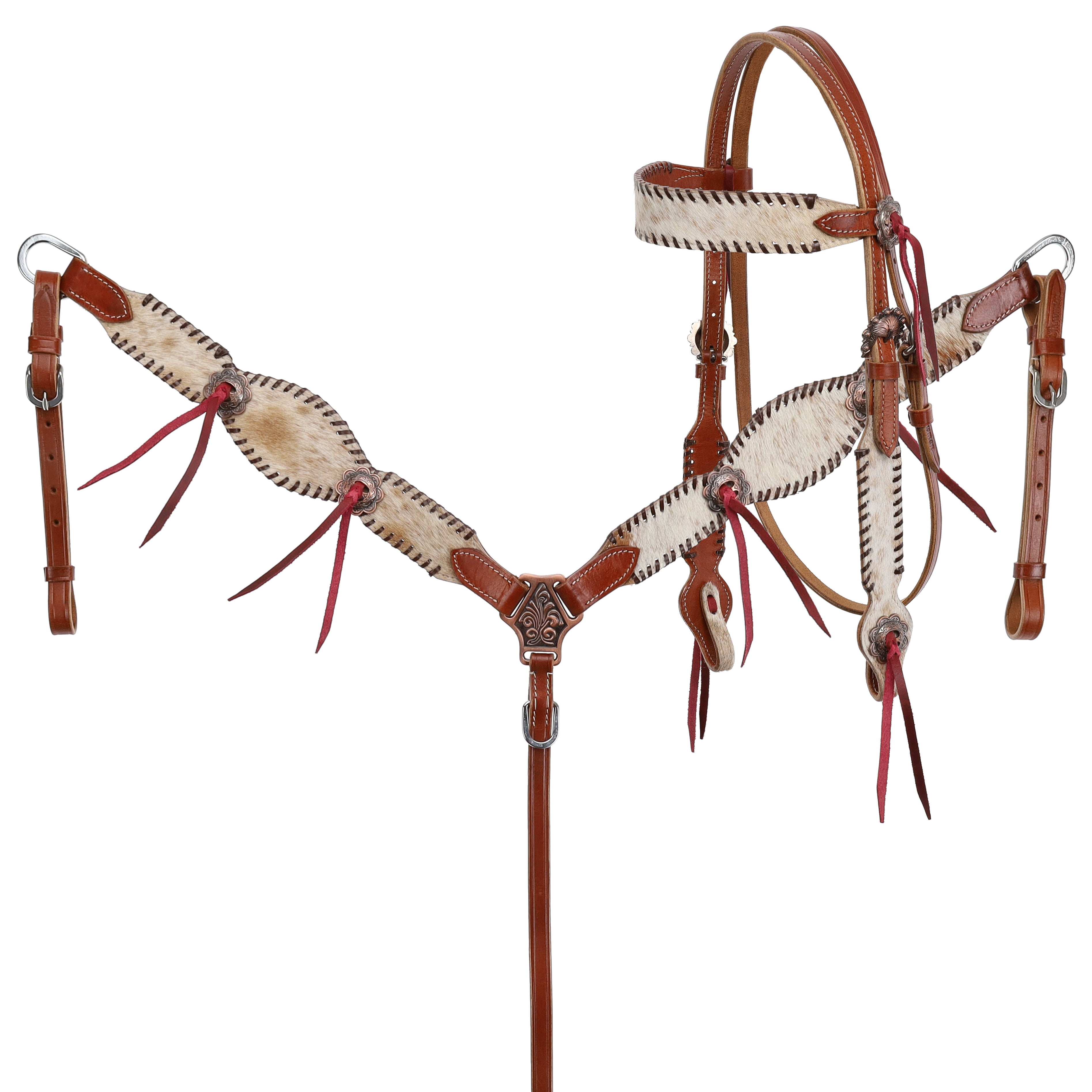 Showman Medium Leather Cowhide Overlay Browband Headstall & Breast ...