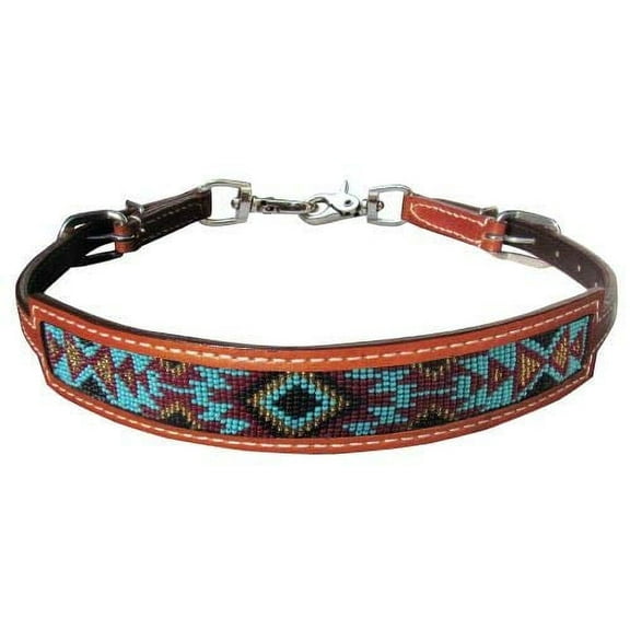 Showman Medium Leather Wither Strap w/ Beaded Southwest Design
