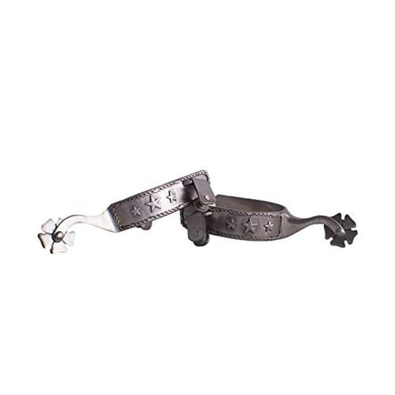 Showman Men's Stainless Steel Spurs w/ Rope Border & Stars