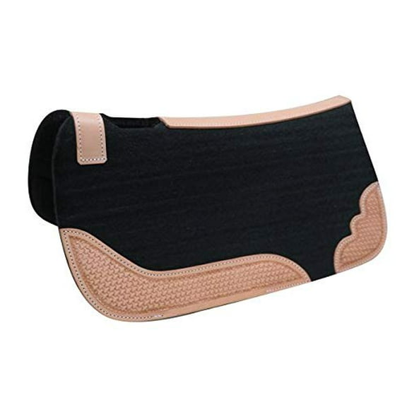 Showman Mini 20" x 20" Felt Saddle Pad w/ Basket Tooled Wear Leathers