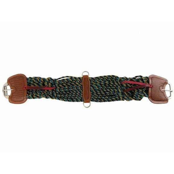 Showman Mohair Multicolor String Girth w/ Leather Accents (30")