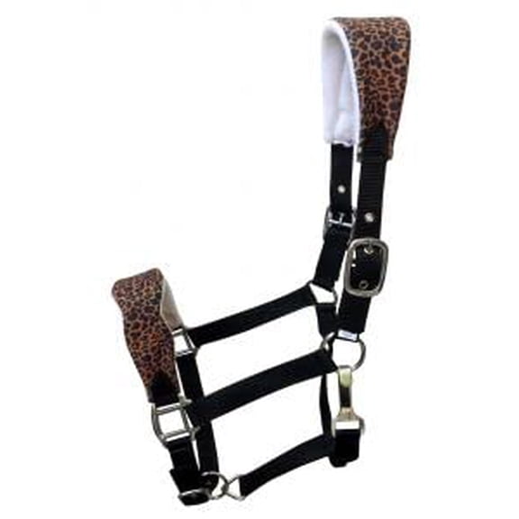 Showman Nylon Bronc Halter w/ Padded Cheetah Crown & Noseband