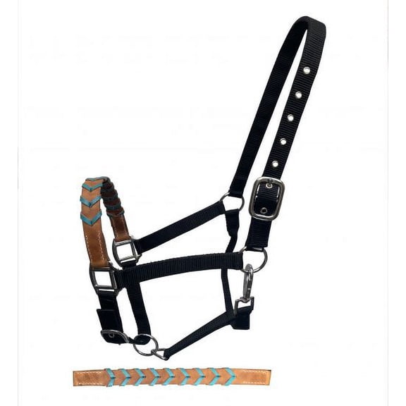 Showman Nylon Halter w/ Leather Braided Accent Nose