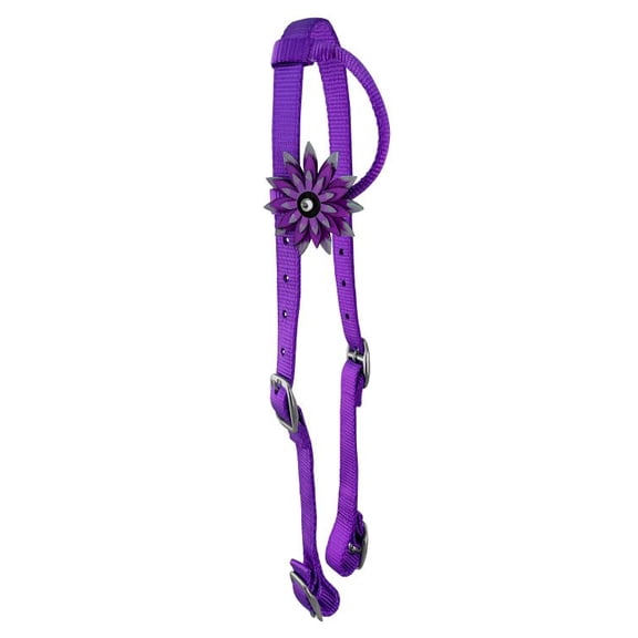 Showman Nylon Single Ear Headstall w/ 3D Flower Accent (Purple)