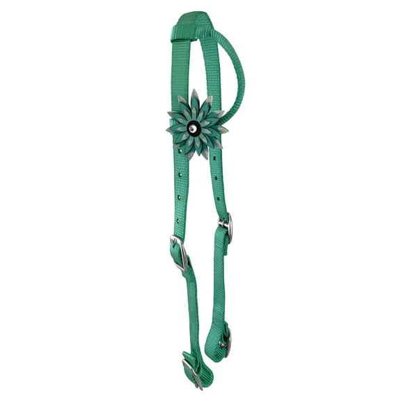 Showman Nylon Single Ear Headstall w/ 3D Flower Accent