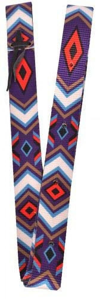 Showman Pony Nylon Tie Strap – 63" X 1.5", Webbed Nylon With Leather Tie, Teal/Pink/Purple 5 thumbnail image
