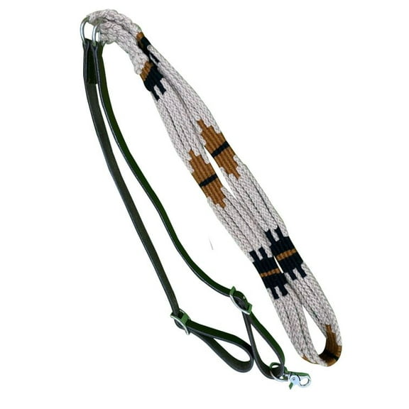Showman Off-White, Black & Brown Corded & Leather Contest/Roping Reins