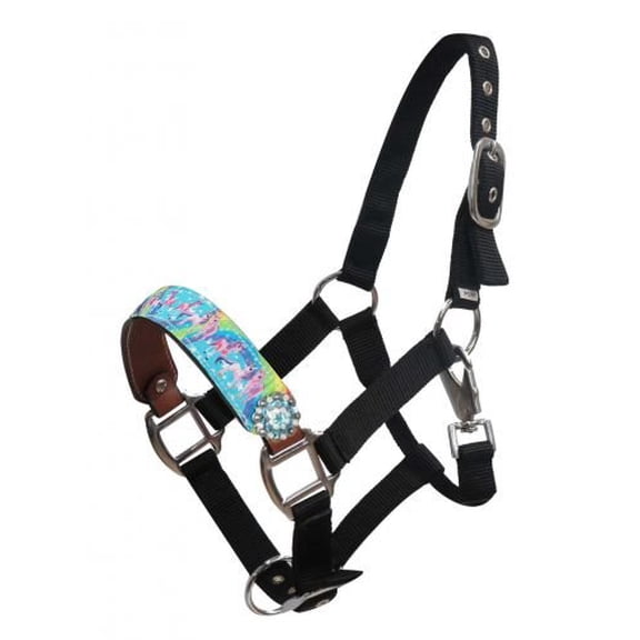 Showman PONY Size Rainbow Pony Halter w/ Rhinestone Conchos