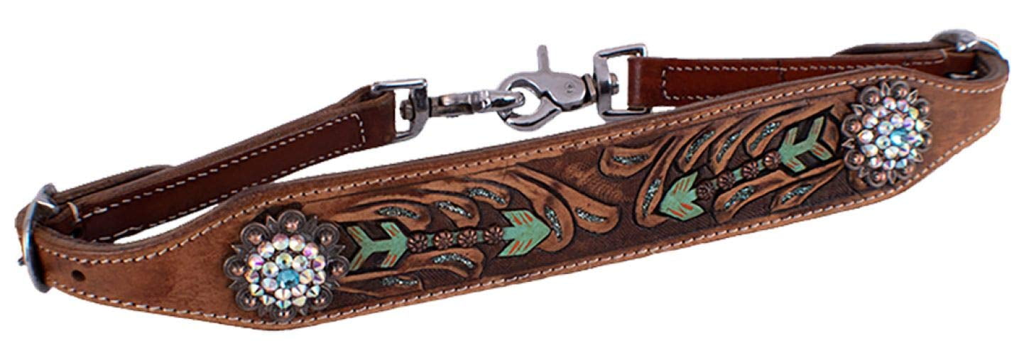 Showman Painted Leather Wither Strap w/ Turquoise & Brown Arrow Design ...