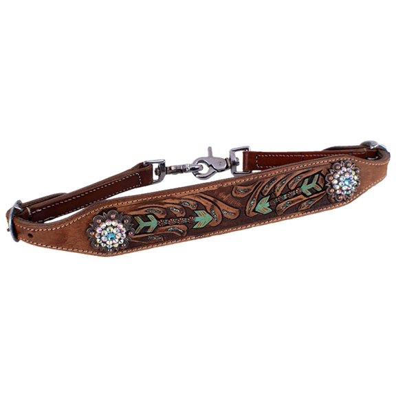 Showman Painted Leather Wither Strap w/ Turquoise & Brown Arrow Design