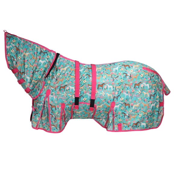 Showman Pasture Posies Mesh Fly Sheet w/ Neck Cover (78")