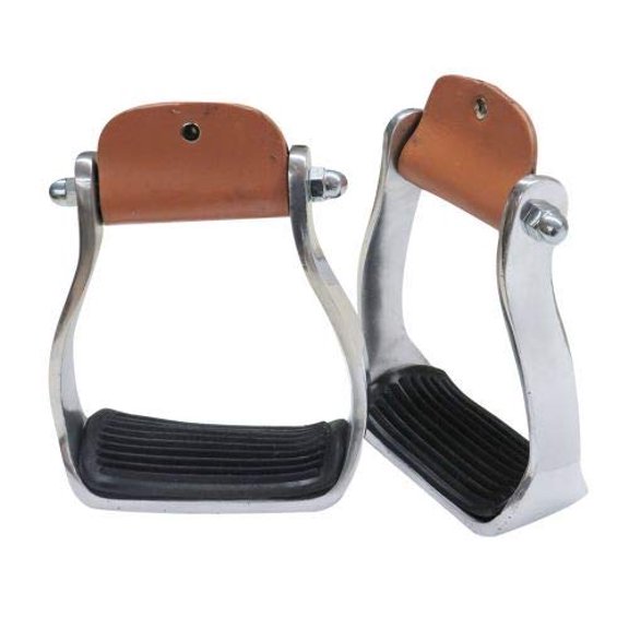 Showman Polished Aluminum Stirrups w/ Rubber Tread