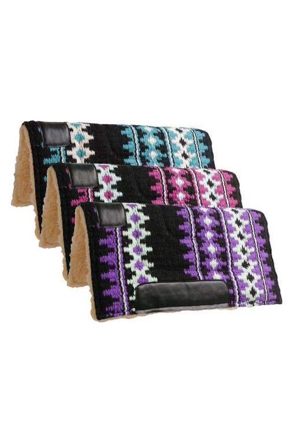 Pony 24" x 24" Woven Wool Top Saddle Pad w/ Fleece Bottom (Pink)
