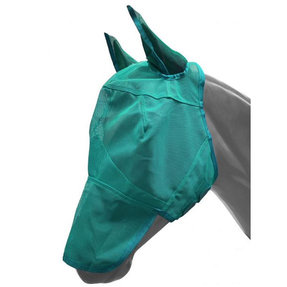 Showman Pony Long Nose Mesh Rip Resistant Fly Mask w/ Ears (Teal)