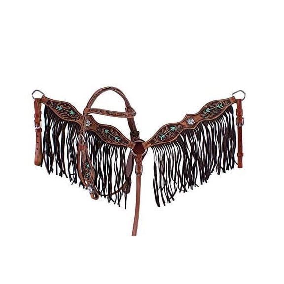 Showman Pony Painted Arrow Design Leather Headstall & Breast Collar Set