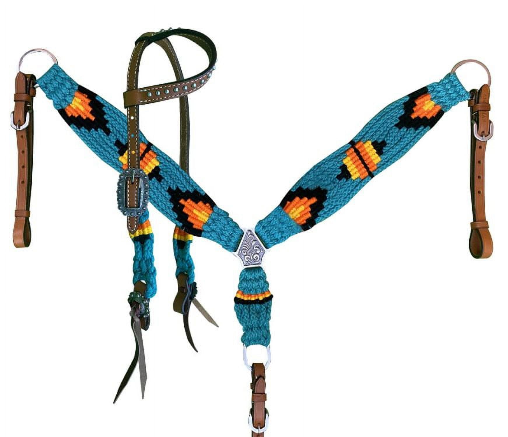 Showman ® Orange and Yellow Navajo Beaded headstall and breast collar set. main image 1