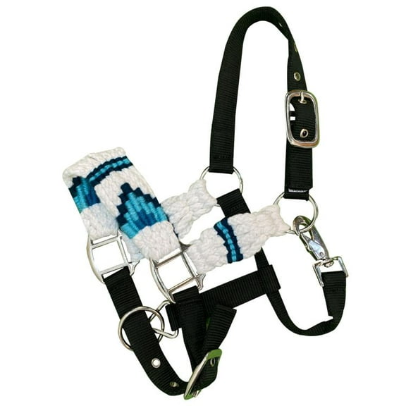 Showman Pony White & Blue Cotton Corded Nylon Halter