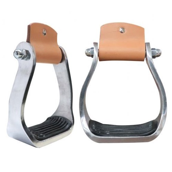 Showman Pony/Youth Size Polished Aluminum Stirrups w/ Rubber Tread