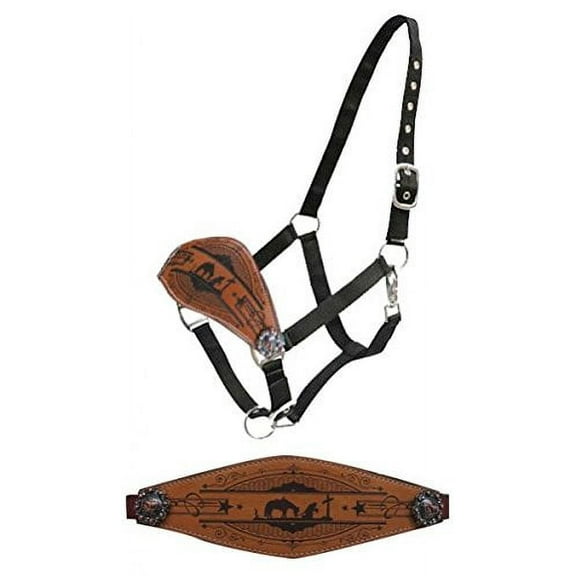 Showman Praying Cowboy Leather Bronc Halter