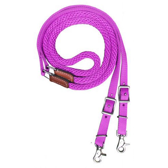 Showman Premium Braided 8' Nylon Contest Reins (Pink)