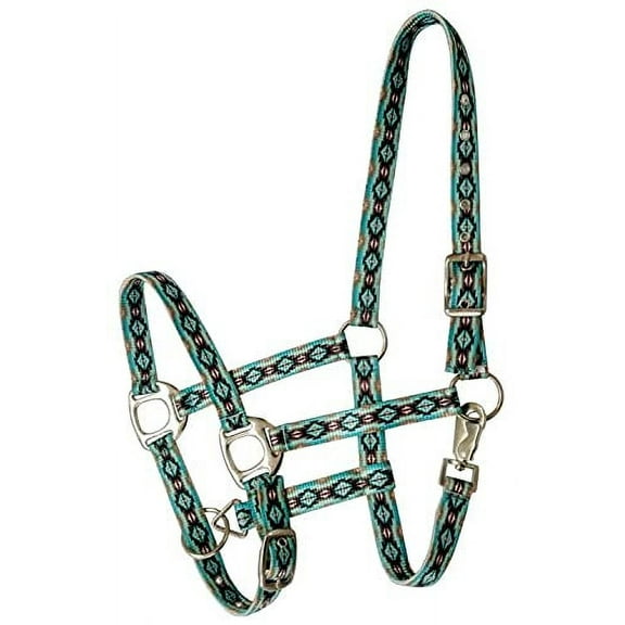 Showman Premium Nylon Halter w/ Teal & Brown Southwest Design