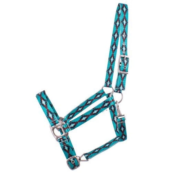 Showman Premium Nylon Halter w/ Turquoise/Brown Southwest Design