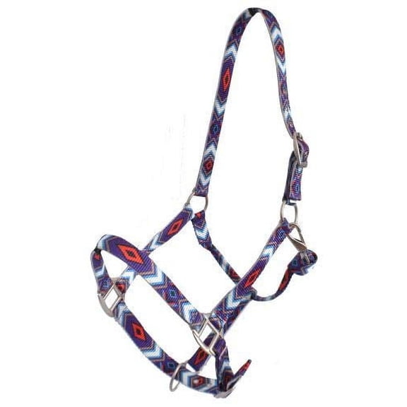 Showman Premium Nylon Horse Halter w/ Purple & Red Diamond Design