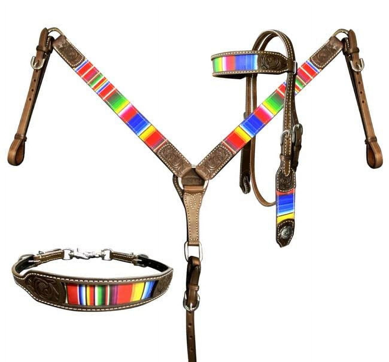 Collier Trépidant En Cuir Pour Cheval - Imprimé Serape Southwest - Marque Showman - Neuf