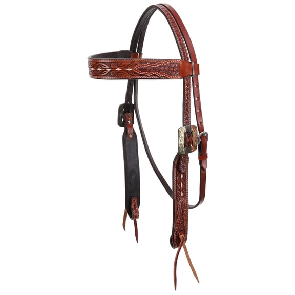 Showman Saddle Stitch Browband Leather Headstall