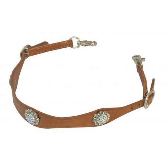 Showman Scalloped Leather Wither Strap w/ Crystal Rhinestone Conchos (Clear)