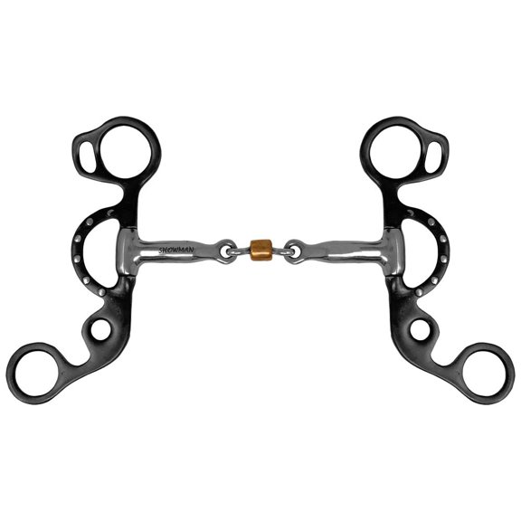 Showman Short Shank Three-Piece Sweet Iron Snaffle Bit w/ Copper Roller