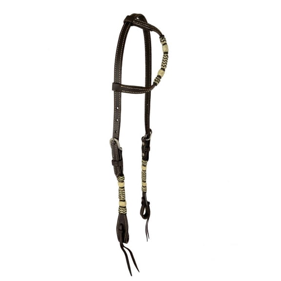 Showman Single Ear Leather Headstall w/ Rawhide Accents