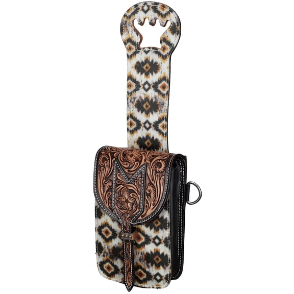 Showman Single Pommel Saddle Bag - Aztec Sunstone & Floral Tooled