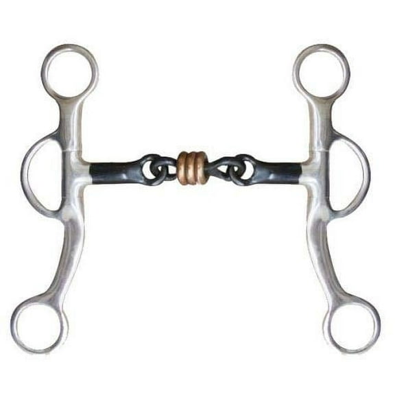 Showman Stainless Steel 5" Sweet Iron Dogbone Snaffle Bit w/ Copper Rings