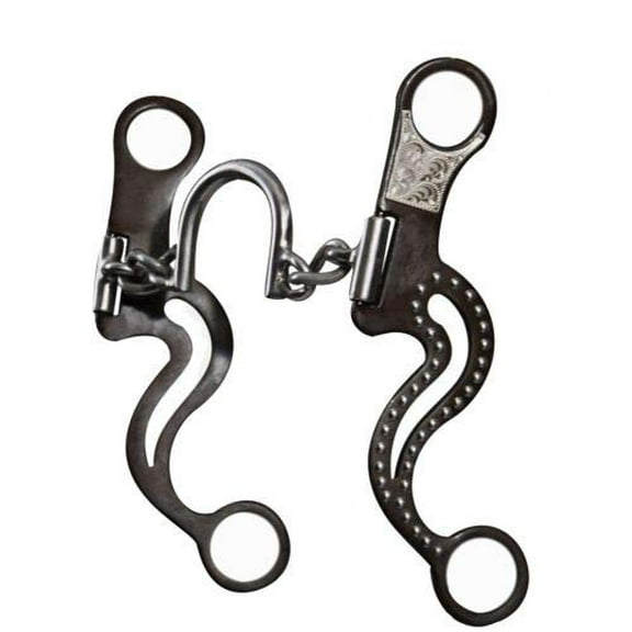Showman Stainless Steel Chain Link Round Ported Bit w/ Brown Steel Cheeks