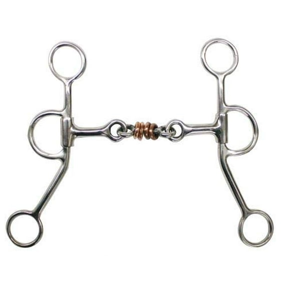 Showman Stainless Steel Dogbone Snaffle Bit w/ Copper Rings