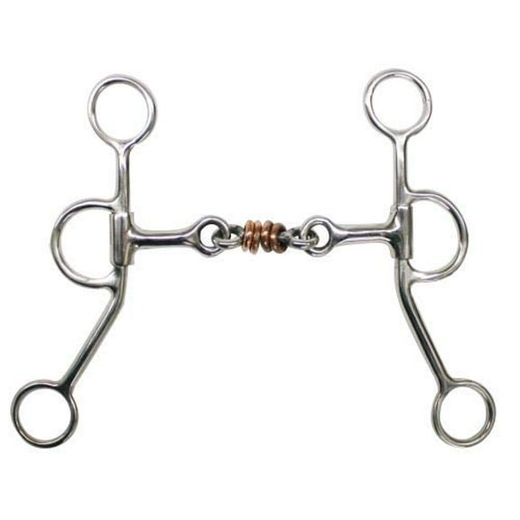Showman Stainless Steel Dogbone Snaffle Bit w/ Copper Rings