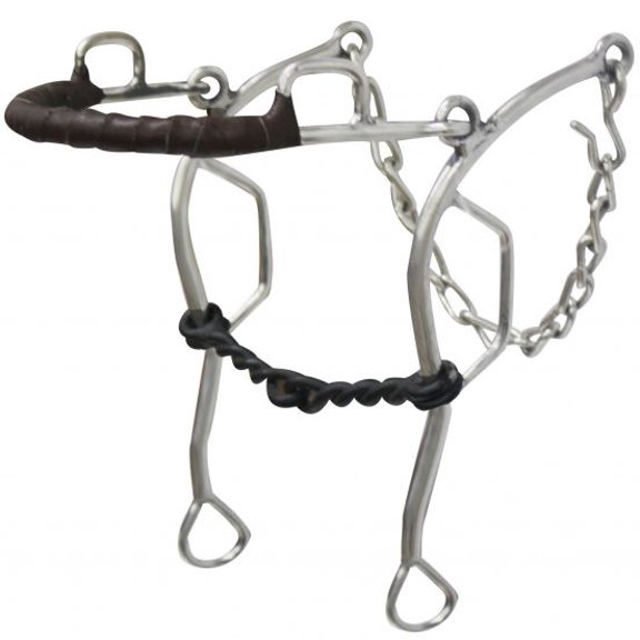 Showman Stainless Steel Leather Wrapped Nose Gag Hackamore Bit